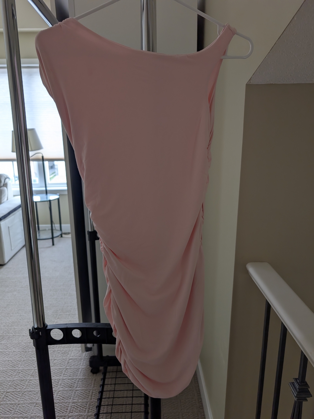 Ruched Midi Dress in Pink Like New